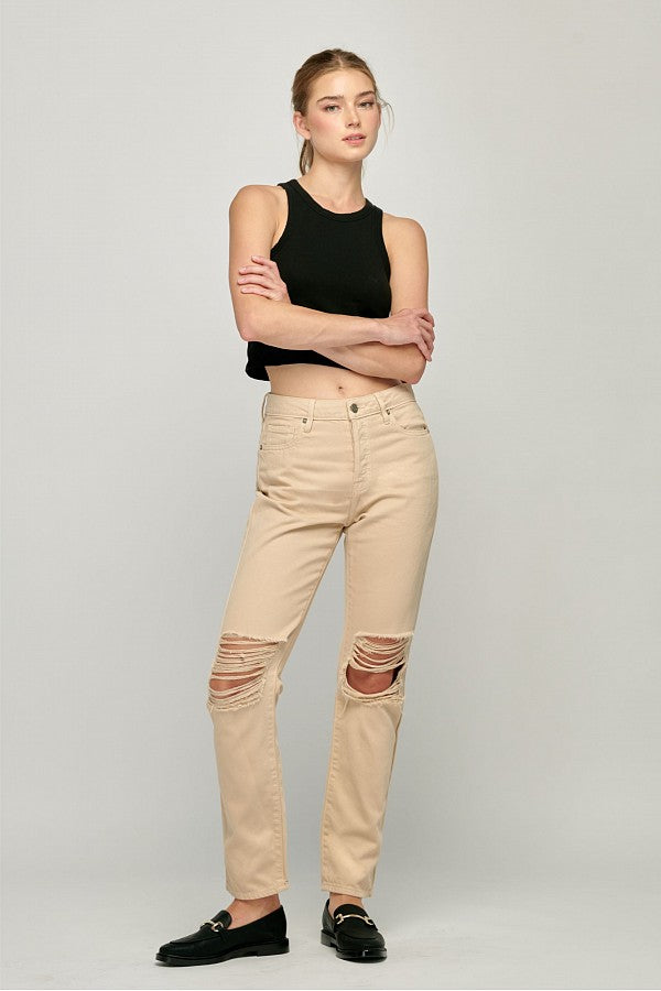 TRACEY <p/> LATTE COLOR CLASSIC DISTRESSED STRAIGHT