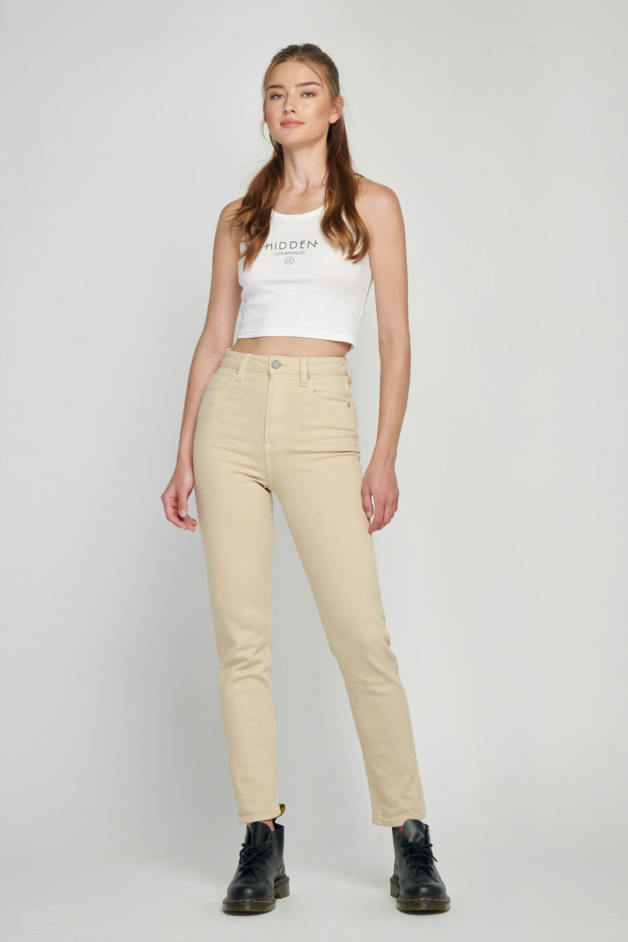 HARLEY  <p/> KHAKI CLEAN MOM JEAN