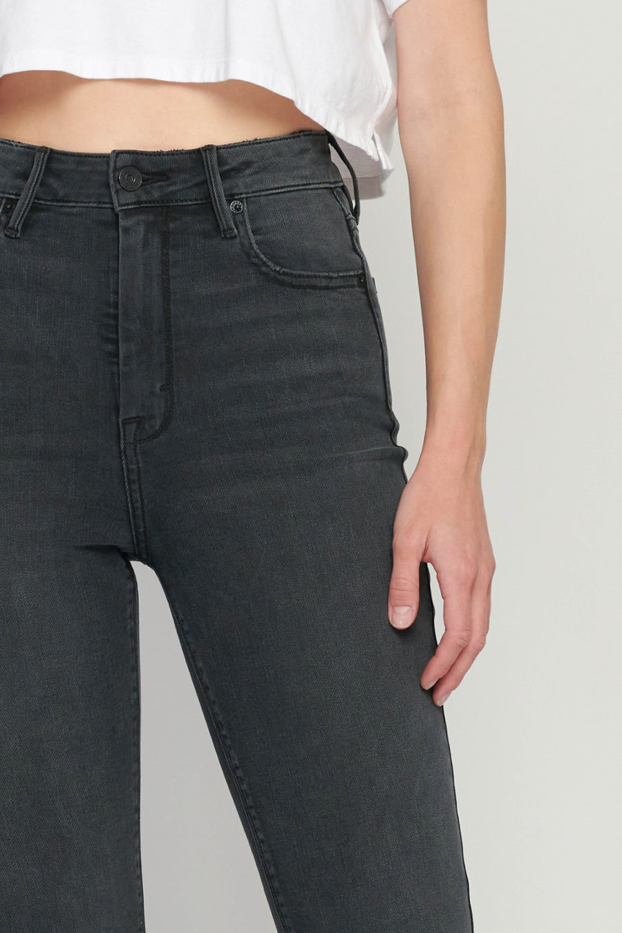 TAYLOR <p/> BLACK FRONT SLIT HIGH RISE SKINNY