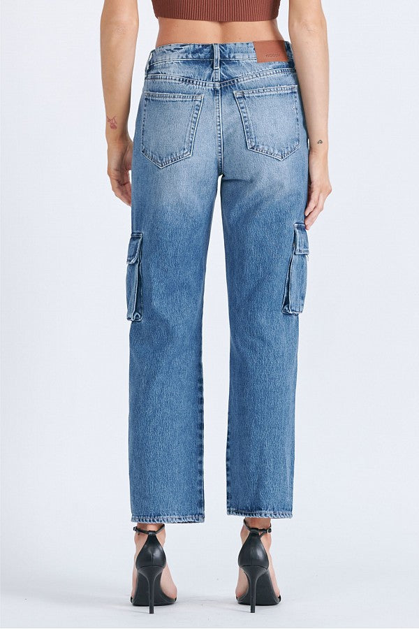 TRACEY <p/> MEDIUM CARGO POCKET CROSSOVER WAISTBAND STRAIGHT