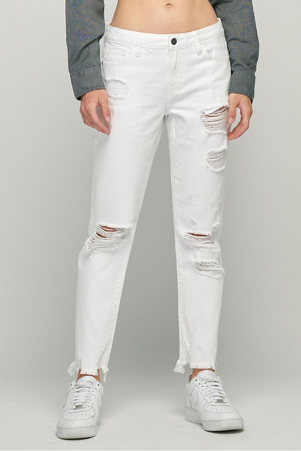 [BAILEY] WHITE DISTRESSED BOYFRIEND