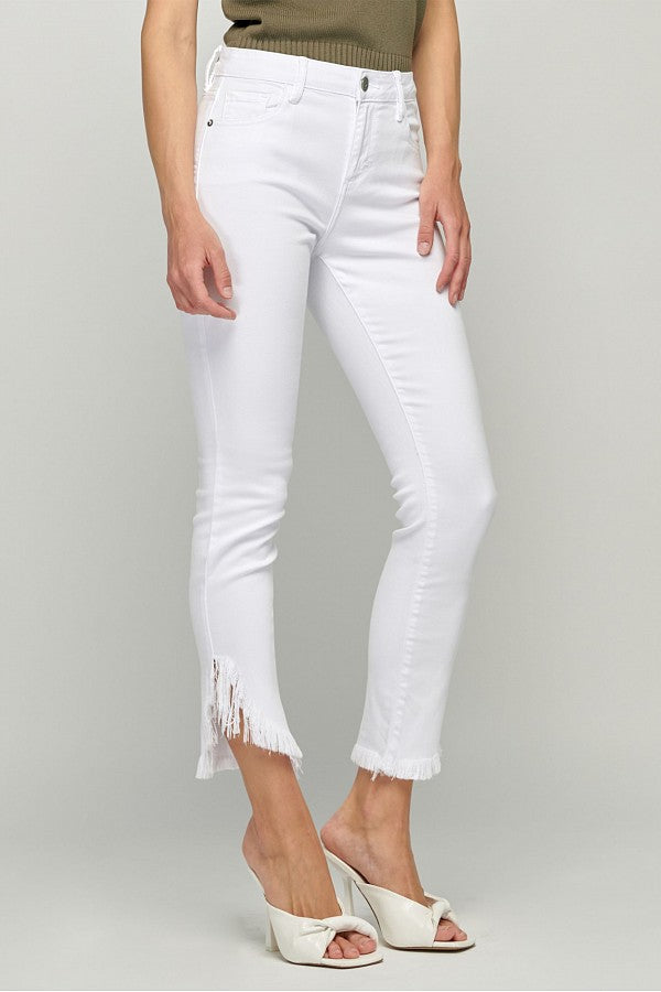 TAYLOR WHITE FRAYED HIGH RISE SKINNY