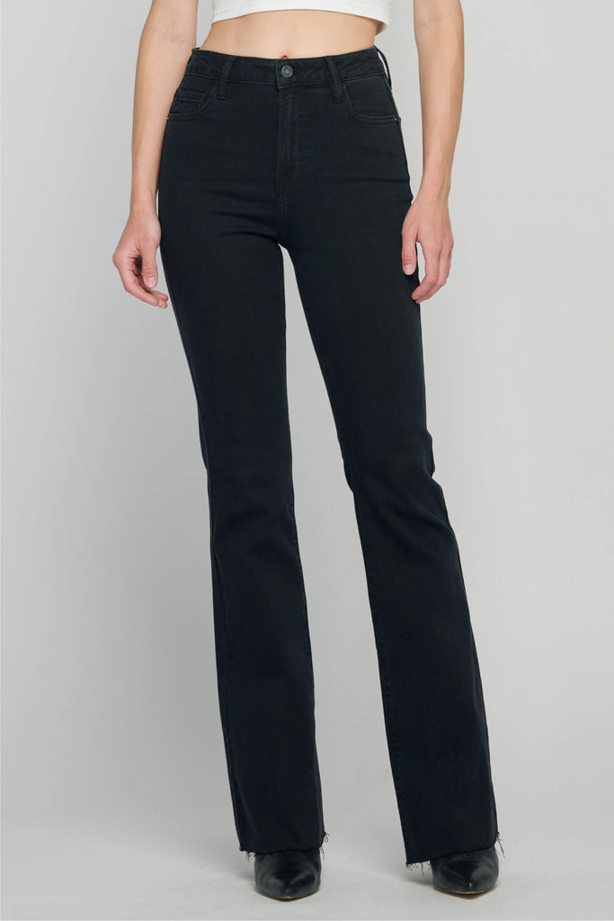 HAPPI <p/> JET BLACK 33" INSEAM RAW HEM FLARE