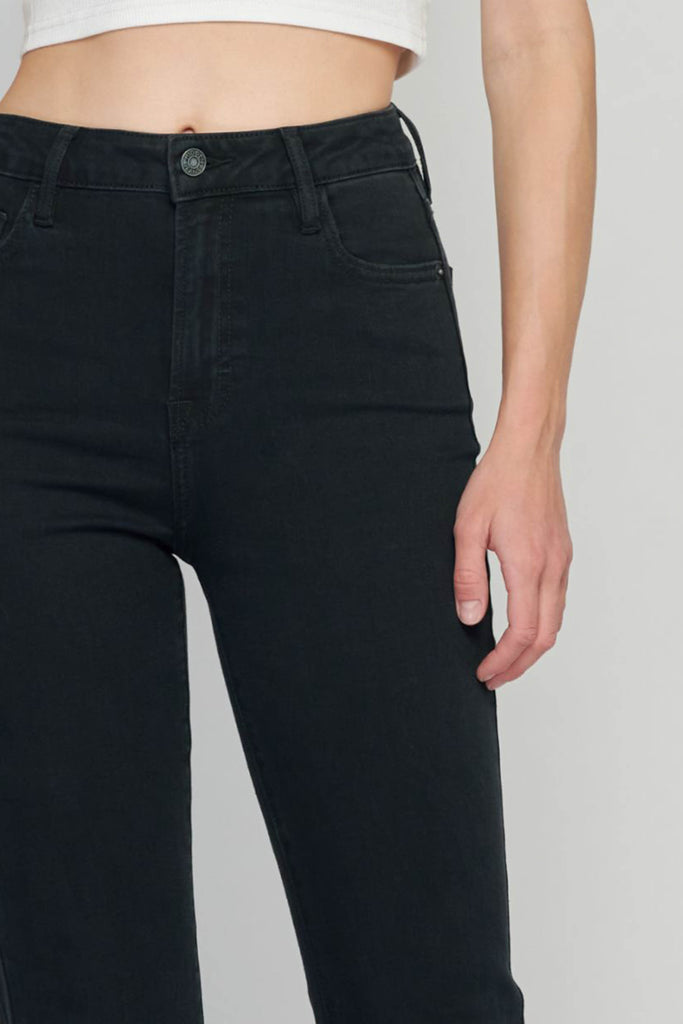 HAPPI <p/> JET BLACK 33" INSEAM RAW HEM FLARE