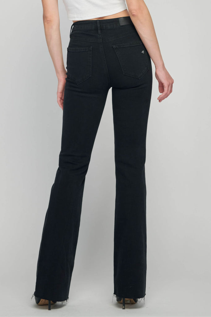 HAPPI <p/> JET BLACK 33" INSEAM RAW HEM FLARE