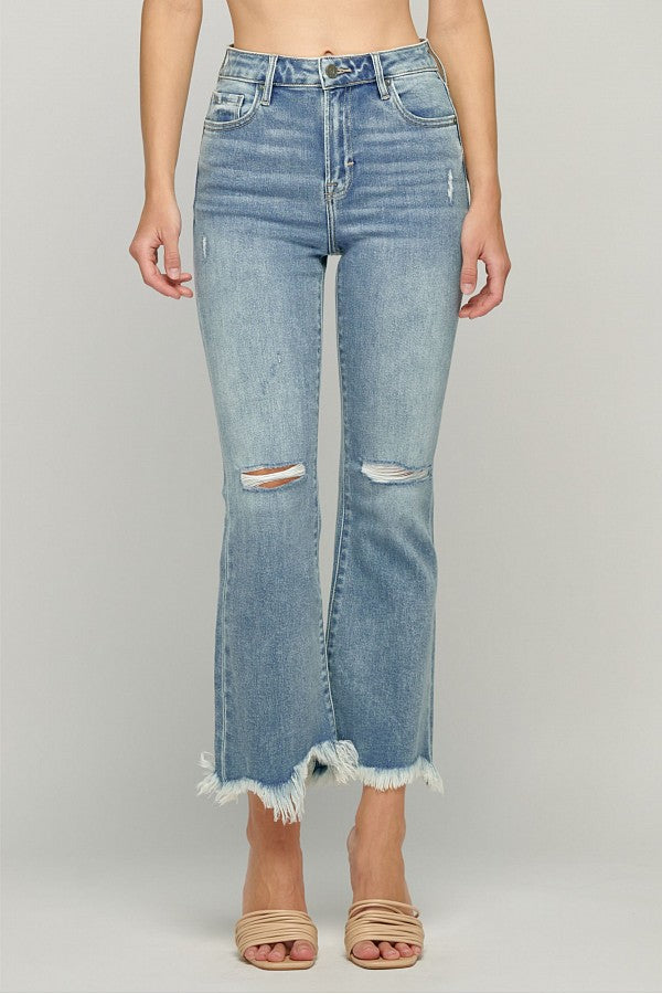 [HAPPI] DISTRESSED CROPPED FLARE