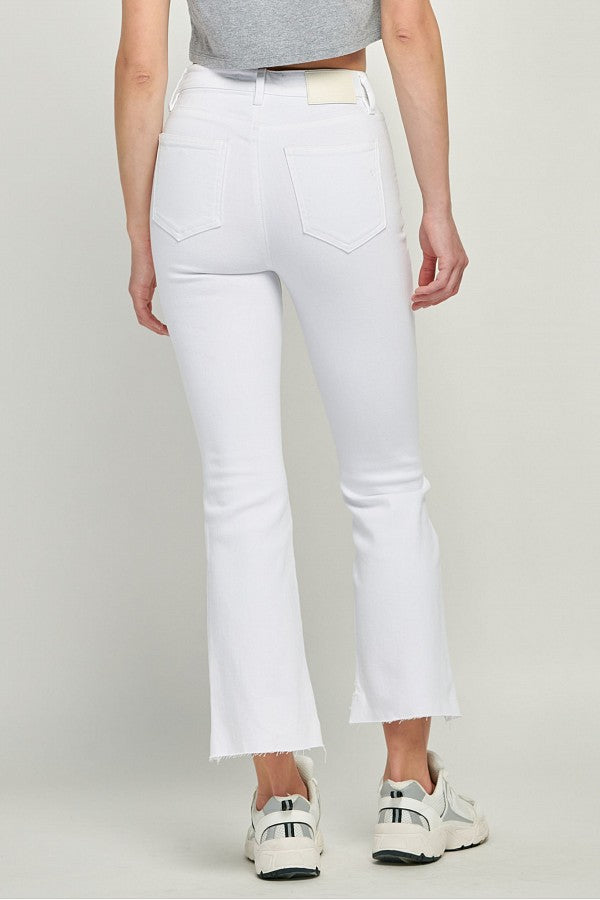 [HAPPI] WHITE CROPPED FLARE