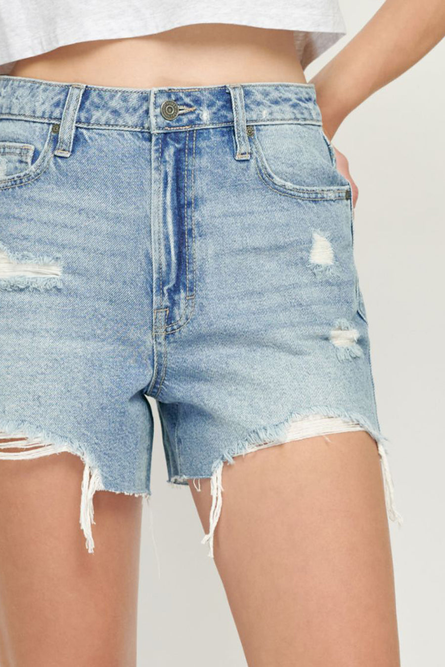 [SOFIE] DISTRESSED MOM SHORTS