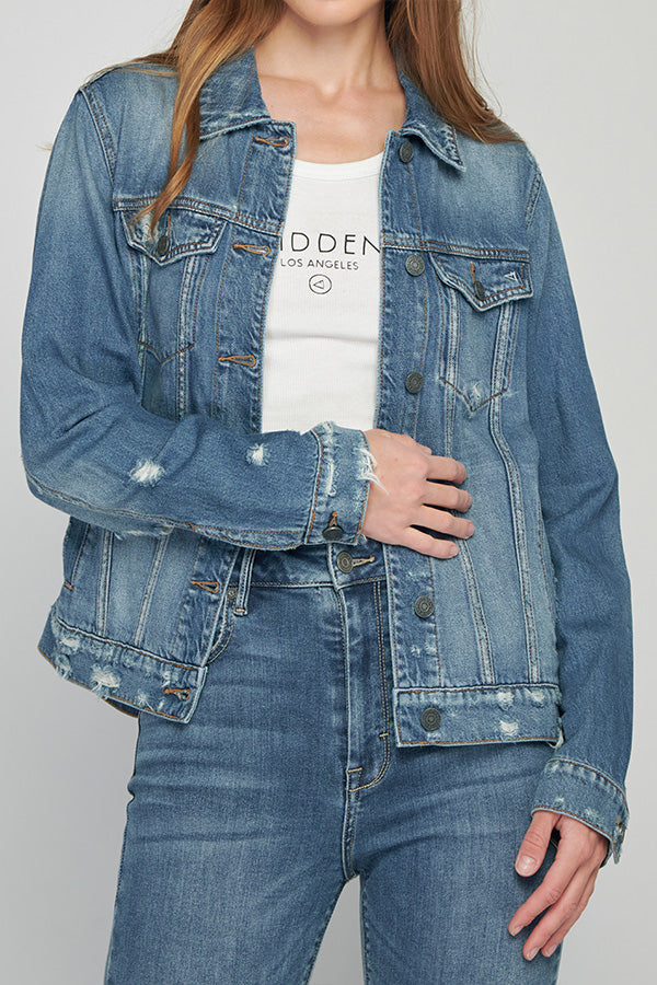 REBEL <p/> MEDIUM WASH CLASSIC FITTED JACKET