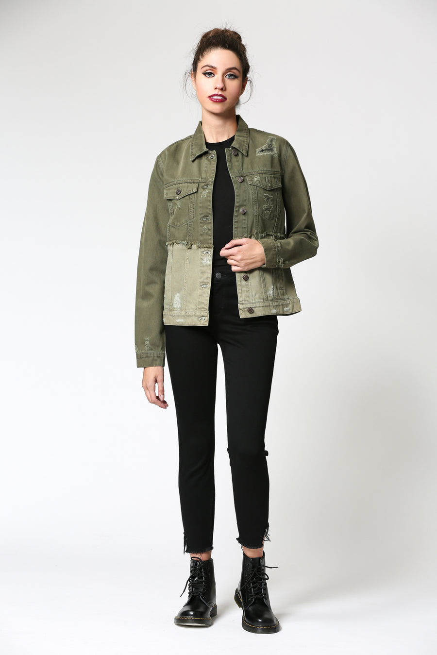 [REBEL] 2-TONED  OLIVE JACKET