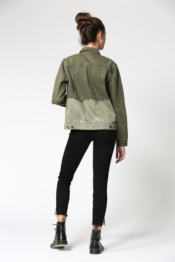 [REBEL] 2-TONED  OLIVE JACKET