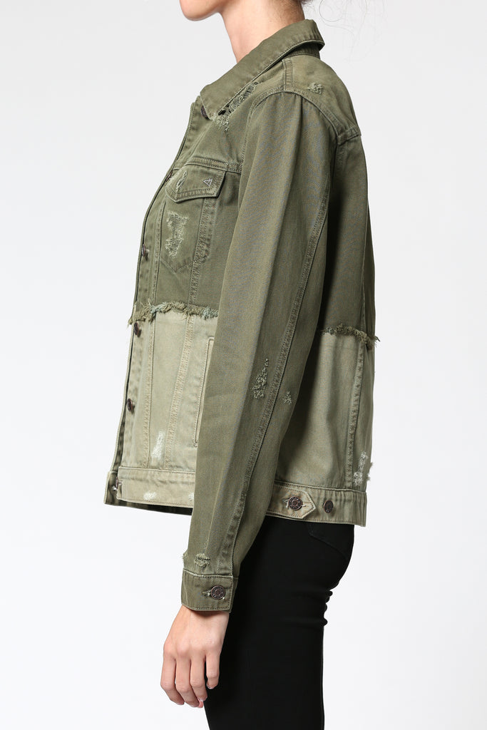 [REBEL] 2-TONED  OLIVE JACKET