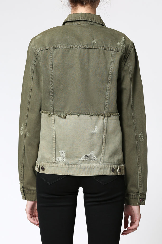 [REBEL] 2-TONED  OLIVE JACKET
