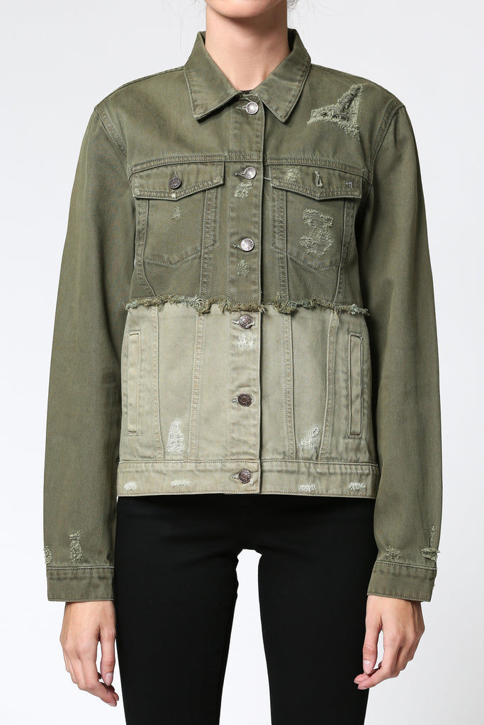 [REBEL] 2-TONED  OLIVE JACKET