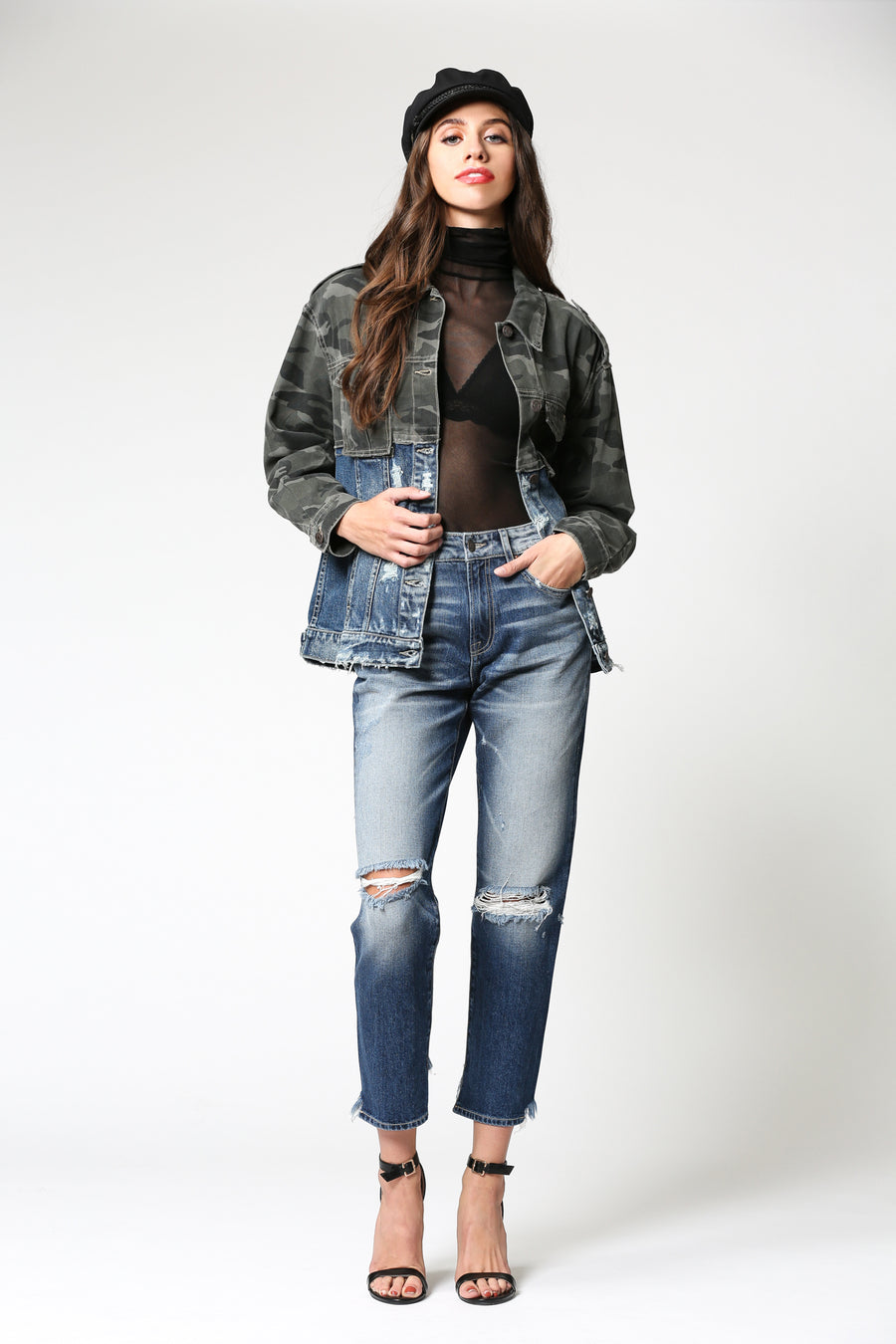 REBEL CAMO AND DENIM JACKET