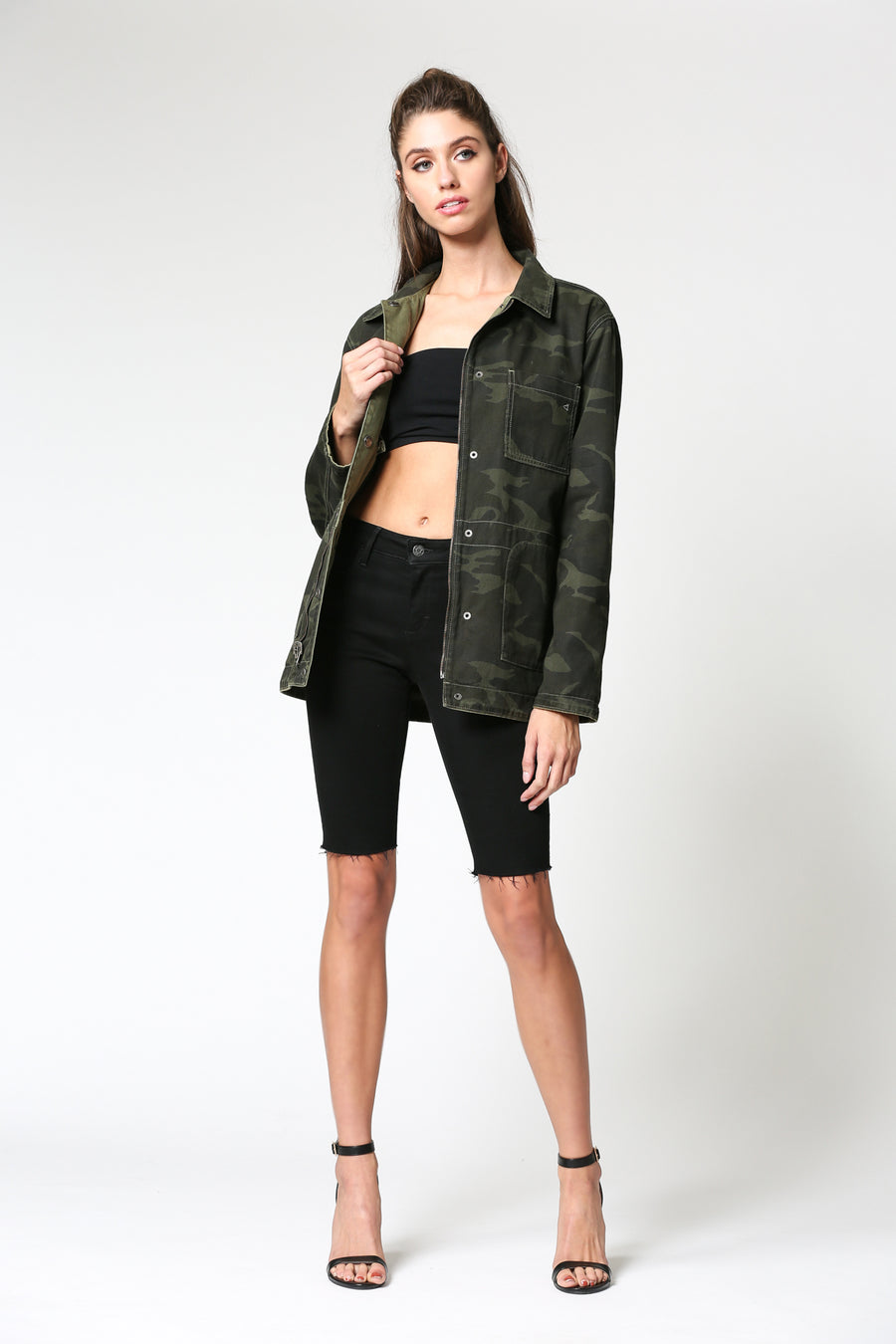 REBEL <p/> OLIVE GREEN CAMO REVERSIBLE JACKET