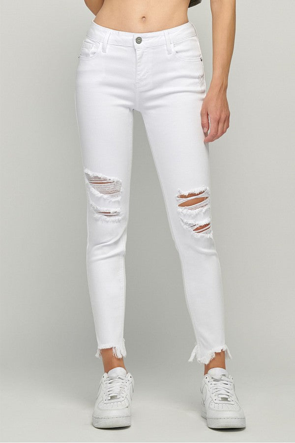 [AMELIA] WHITE DISTRESSED SKINNY