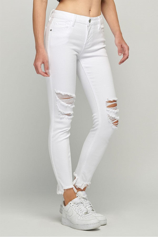 [AMELIA] WHITE DISTRESSED SKINNY
