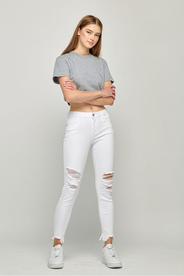 [AMELIA] WHITE DISTRESSED SKINNY