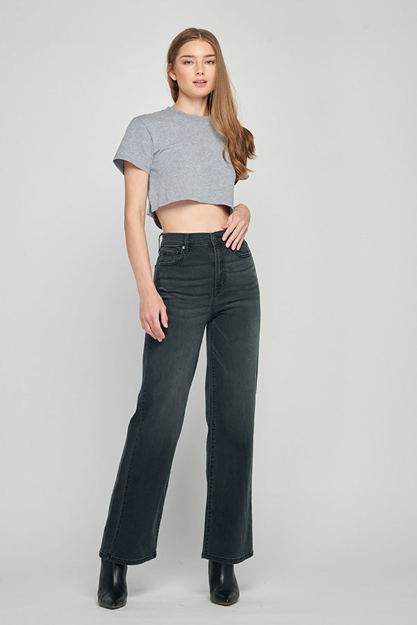 LOGAN <p/> BLACK HIGH RISE 31" INSEAM DAD JEAN