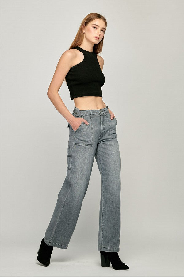LOGAN <p/> GREY COLOR CLASSIC CARPENTER DAD JEAN