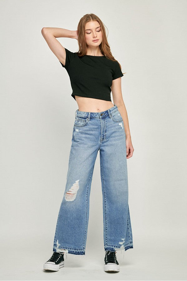 [NORI] DISTRESSED WIDE LEG