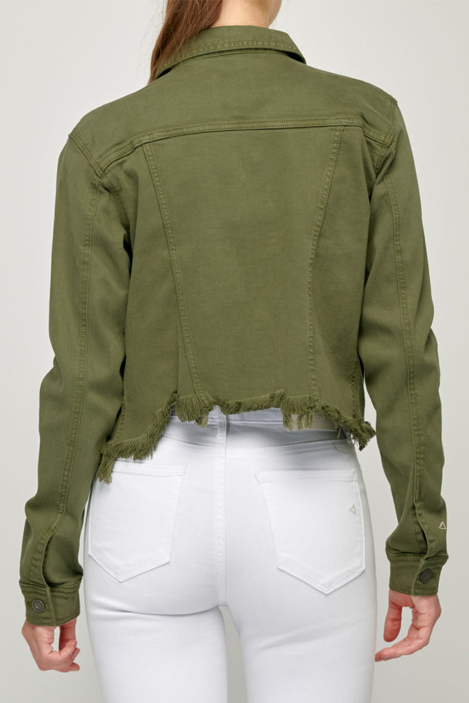 [REBEL] Military Olive Frayed Cropped Fitted Jacket