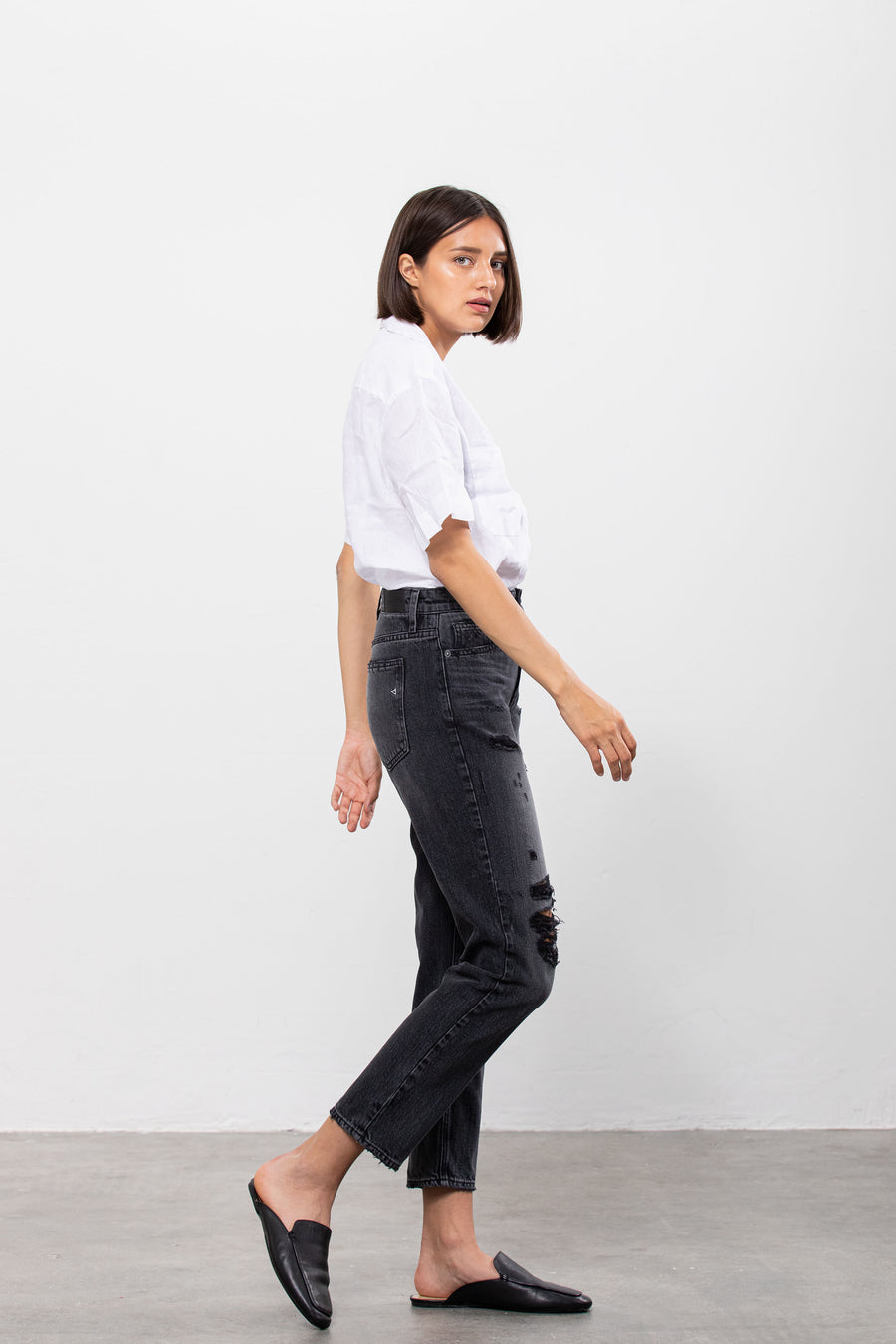 BAILEY <p/> CHARCOAL VINTAGE DISTRESSED BOYFRIEND FIT